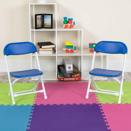 FLASH FURNITURE Kids Blue Plastic Folding Chair 2-Y-KID-BL-GG